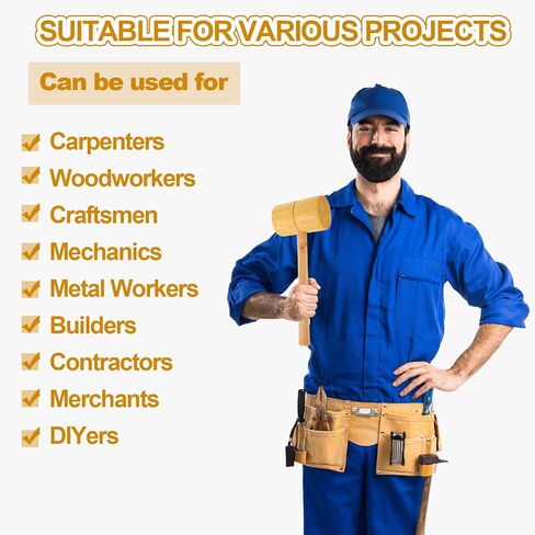 2 حزمة كبيرة مطرقة خشبية النجارة 14 "الخشب مطرقة مطرقة خشب الصندل الأصفر نجار مطرقة خشبية مطرقة الجليد مطرقة غير Marring المطرقة أدوات يدوية للأعمال الخشبية، نحت الخشب، الجلود in Kuwait