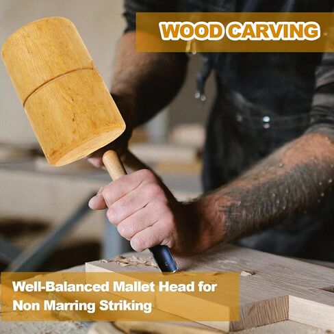 2 حزمة كبيرة مطرقة خشبية النجارة 14 "الخشب مطرقة مطرقة خشب الصندل الأصفر نجار مطرقة خشبية مطرقة الجليد مطرقة غير Marring المطرقة أدوات يدوية للأعمال الخشبية، نحت الخشب، الجلود in Kuwait