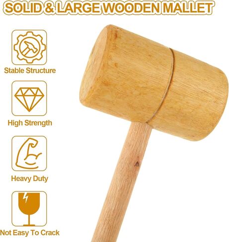 2 حزمة كبيرة مطرقة خشبية النجارة 14 "الخشب مطرقة مطرقة خشب الصندل الأصفر نجار مطرقة خشبية مطرقة الجليد مطرقة غير Marring المطرقة أدوات يدوية للأعمال الخشبية، نحت الخشب، الجلود in Kuwait