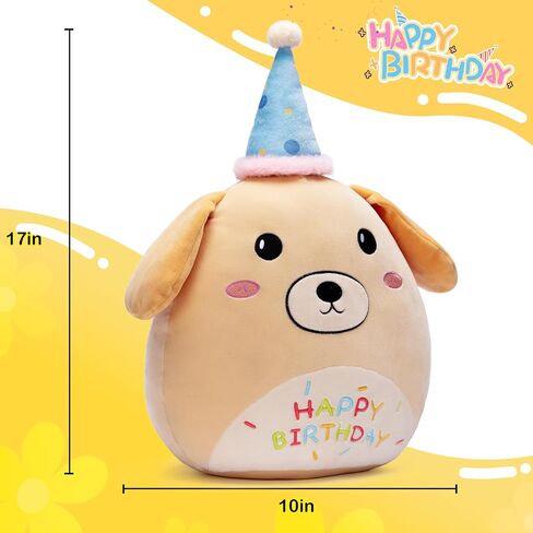 Happy Birthday Labrador Dog Pillow Plush Stuffed Animal Toy,17" Big Size Soft Cute Fat Cuddle Huggable Adorable Plushie Toy,Gift for Kids in Saudi Arabia