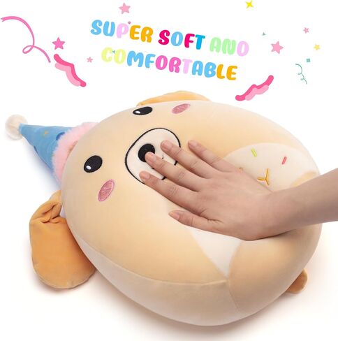 Happy Birthday Labrador Dog Pillow Plush Stuffed Animal Toy,17" Big Size Soft Cute Fat Cuddle Huggable Adorable Plushie Toy,Gift for Kids in Saudi Arabia
