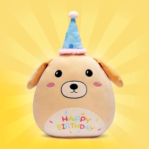 Happy Birthday Labrador Dog Pillow Plush Stuffed Animal Toy,17" Big Size Soft Cute Fat Cuddle Huggable Adorable Plushie Toy,Gift for Kids in Saudi Arabia