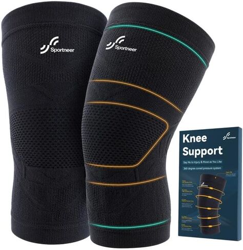 Sportneer Zoned Pressure Knee Brace - Exclusive Textile Technology - Knee Shape Design Light Compression Sleeve - Knee Support for Knee Pain Relief, Hiking, Daily Workout,Knee Sleeve for Men and Women in Saudi Arabia