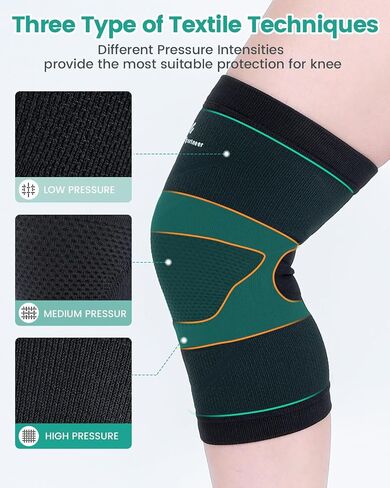 Sportneer Zoned Pressure Knee Brace - Exclusive Textile Technology - Knee Shape Design Light Compression Sleeve - Knee Support for Knee Pain Relief, Hiking, Daily Workout,Knee Sleeve for Men and Women in Saudi Arabia