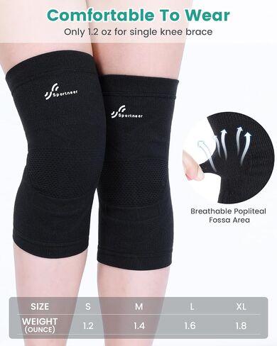 Sportneer Zoned Pressure Knee Brace - Exclusive Textile Technology - Knee Shape Design Light Compression Sleeve - Knee Support for Knee Pain Relief, Hiking, Daily Workout,Knee Sleeve for Men and Women in Saudi Arabia