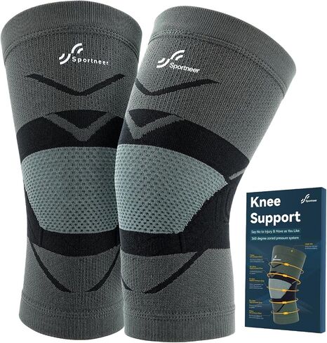 Sportneer Zoned Pressure Knee Brace - Exclusive Textile Technology - Knee Shape Design Light Compression Sleeve - Knee Support for Knee Pain Relief, Hiking, Daily Workout,Knee Sleeve for Men and Women in Saudi Arabia