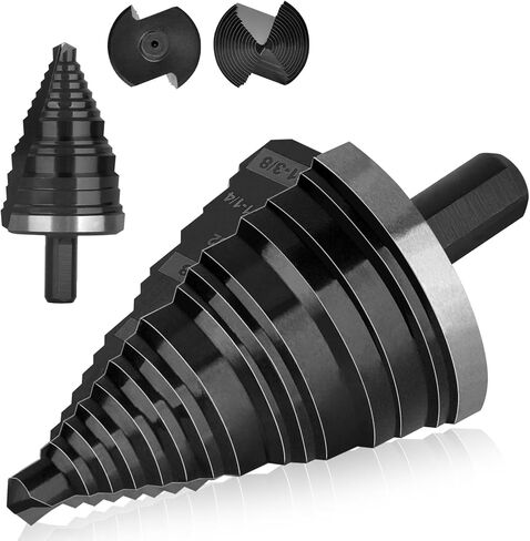 Large Step Drill Bit for Steel, 1-5/8"(Pro) 13Holes, M35 Cobalt Drill Bits, Extra-Heavy Duty for Stainless Steel, Hard Metal, Aluminum, Wood, Two-Straight Flute 13-Steps. Co158Z in Saudi Arabia