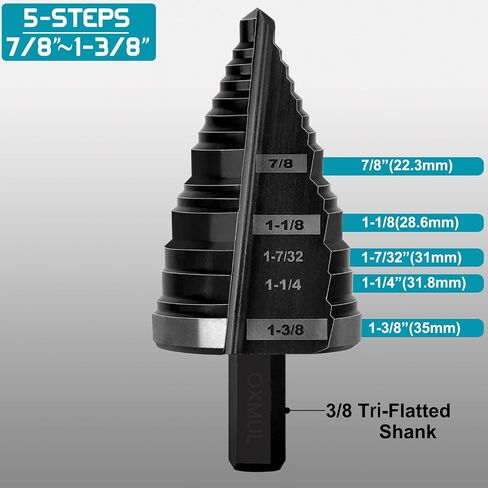 Large Step Drill Bit for Steel, 1-5/8"(Pro) 13Holes, M35 Cobalt Drill Bits, Extra-Heavy Duty for Stainless Steel, Hard Metal, Aluminum, Wood, Two-Straight Flute 13-Steps. Co158Z in Saudi Arabia