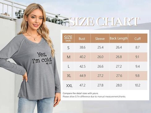 Womens Yes I'm Cold Sweatshirt V Neck Long Sleeve Shirts Casual Loose Graphic Sweatshirts in Saudi Arabia