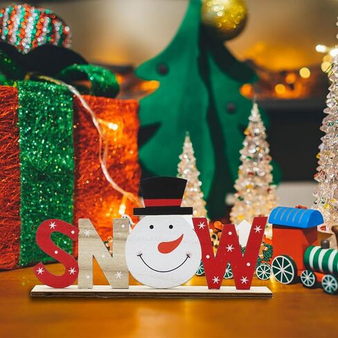 Dohia Christmas Table Decorations for Dinner Party Coffee Table Snowman Santa Reindeer Noel Believe Merry Christmas Happy Holidays Centerpiece D2-MZZMXHBJ (Snowman) in Saudi Arabia