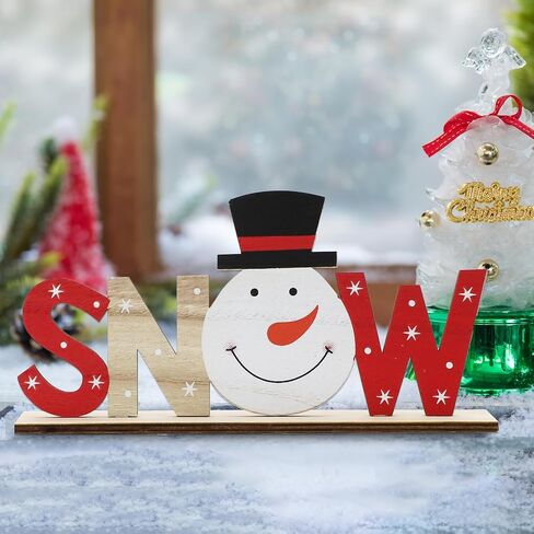 Dohia Christmas Table Decorations for Dinner Party Coffee Table Snowman Santa Reindeer Noel Believe Merry Christmas Happy Holidays Centerpiece D2-MZZMXHBJ (Snowman) in Saudi Arabia