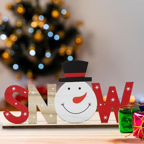 Dohia Christmas Table Decorations for Dinner Party Coffee Table Snowman Santa Reindeer Noel Believe Merry Christmas Happy Holidays Centerpiece D2-MZZMXHBJ (Snowman) in Saudi Arabia