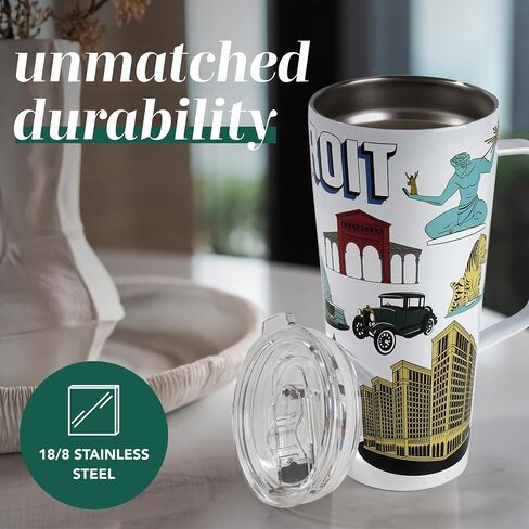 Greenline Goods 30oz Austin City Insulated Tumblers with Lids & Handle – Stainless Steel Tumblers for Hot & Cold Beverages, Elegant Coffee Tumbler Mug Design – Hot & Cold Coffee Tumbler in Saudi Arabia