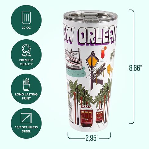 أكواب معزولة من Greenline Goods سعة 30 أونصة من أوستن سيتي مع أغطية ومقبض - أكواب من الفولاذ المقاوم للصدأ للمشروبات الساخنة والباردة، تصميم كوب قهوة أنيق - كوب قهوة ساخن وبارد in Saudi Arabia