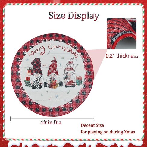 Christmas Round Area Rug Washable Circular Rug 4ft Christmas Round Rugs Farmhouse Plaid Round Carpet Small Round Rug for Living Room Bedroom Dining Room Nursery(Plaid-Tree) in Saudi Arabia