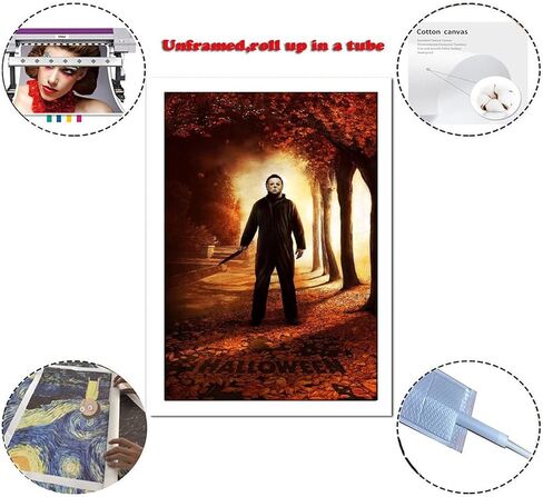 IZS Halloween Hot Movie Horror Michael Myers ملصق لوحة زخرفية على القماش جدار الفن ملصقات غرفة المعيشة غرفة النوم 16 × 24 بوصة (40 × 60 سم) in Saudi Arabia