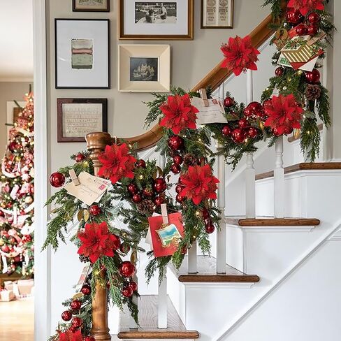 12PCS Christmas Poinsettia Artificial Flowers,Xmas Red Glitter Silk Flowers with Clips and Steams for DIY Christmas Tree Decorations Stairs Wreath Ornaments Home Party in Saudi Arabia
