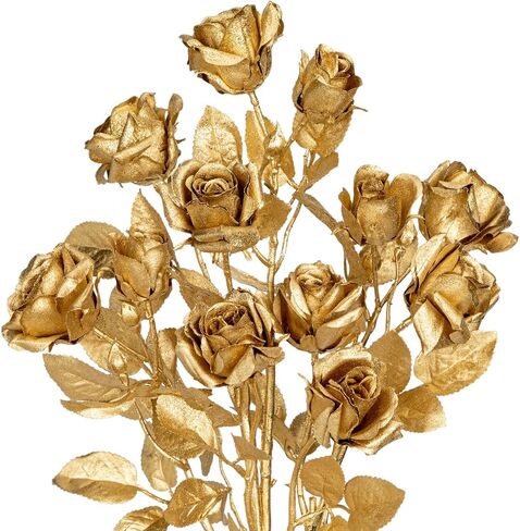 Hollyone 3Pcs Christmas Flowers Gold Artificial Hydrangea Flowers 26.8inch Fake Hydrangea Flower Floral Arrangements Bouquets Xmas Faux Hydrangea Stems Wedding Party Centerpieces Christmas Home Decor in Saudi Arabia