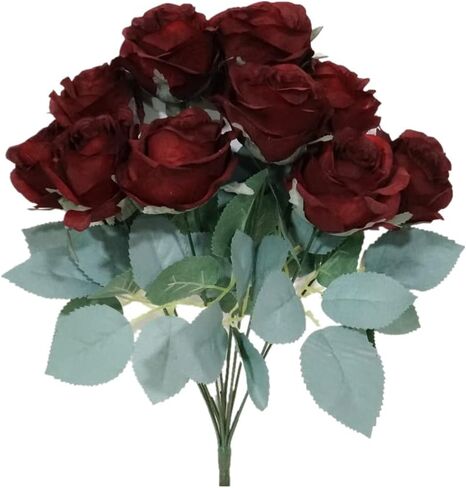 18'' Princess Diana Rose Silk Artificial Flower (10 Stems/10 Flower Heads) Wedding Party Home Decorations Fall Winter Colors (Brown) in Saudi Arabia
