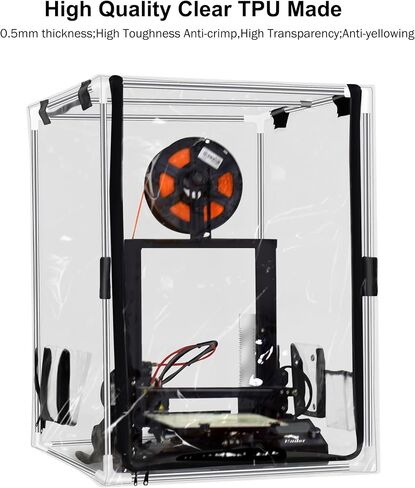 Transparent 3D Printer Enclosure Resin Printer Enclosure Clear TPU Protective Cover Dustproof Tent with Ventilation Fixing Port for FDM/LCD/DLP/SLA 3D Printer (T-Middle) in Kuwait