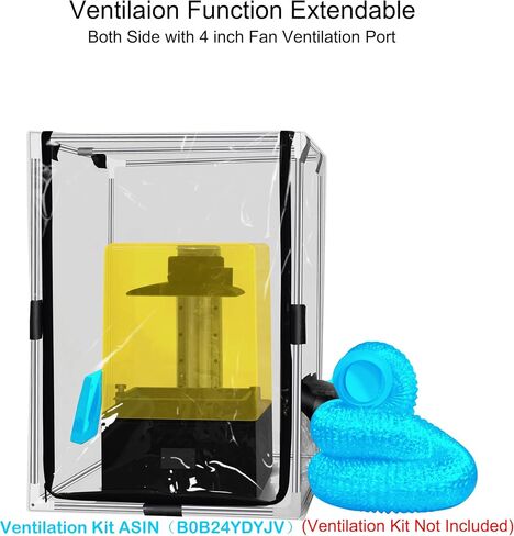 Transparent 3D Printer Enclosure Resin Printer Enclosure Clear TPU Protective Cover Dustproof Tent with Ventilation Fixing Port for FDM/LCD/DLP/SLA 3D Printer (T-Middle) in Kuwait