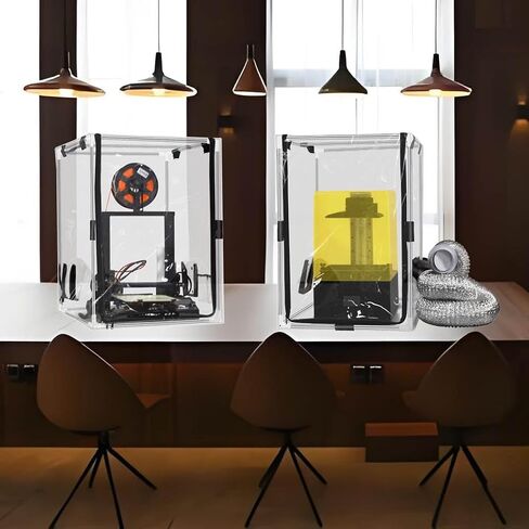 Transparent 3D Printer Enclosure Resin Printer Enclosure Clear TPU Protective Cover Dustproof Tent with Ventilation Fixing Port for FDM/LCD/DLP/SLA 3D Printer (T-Middle) in Kuwait