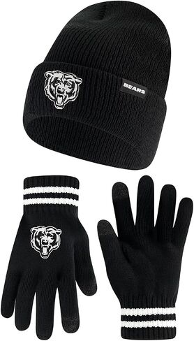 Ultra Game Adults Unisex's NFL Official Super Soft Marled Winter Beanie Knit Hat with Extra Warm Touch Screen Gloves in Saudi Arabia