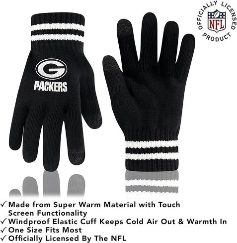 Ultra Game Adults Unisex's NFL Official Super Soft Marled Winter Beanie Knit Hat with Extra Warm Touch Screen Gloves in Saudi Arabia