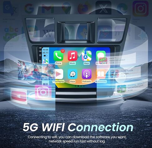 راديو ستيريو لسيارة تويوتا هايلاندر 2008-2013 مع ابل كاربلاي اندرويد اوتو 10 انش وحدة راس 2G RAM 32 جيجا مع واي فاي GPS وبلوتوث كاميرا احتياطية من فورتدوز in Kuwait