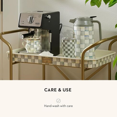 MACKENZIE-CHILDS Ceramic Travel Cup, Cute Tumbler Cup with Lid, 12 Ounces, Black-and-White Courtly Check in Saudi Arabia