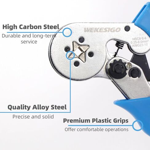 Wire Ferrule Crimping Tool, Square Crimp Profile, Self-adjusting Wire End-sleeves Crimper for AWG23-10 Insulated Terminal & Non-insulated Ferrule in Saudi Arabia