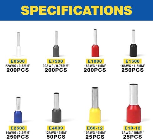 Wire Ferrule Crimping Tool, Square Crimp Profile, Self-adjusting Wire End-sleeves Crimper for AWG23-10 Insulated Terminal & Non-insulated Ferrule in Saudi Arabia