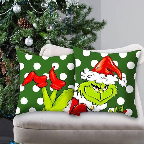 أغطية وسائد عيد الميلاد مقاس 18 × 18 بوصة، 4 قطع من وسائد Merry Grin-chmas ديكور مزرعة عيد الميلاد أغطية وسائد زينة عيد الميلاد للمنزل in Kuwait