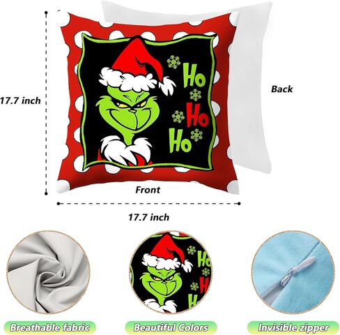 أغطية وسائد عيد الميلاد مقاس 18 × 18 بوصة، 4 قطع من وسائد Merry Grin-chmas ديكور مزرعة عيد الميلاد أغطية وسائد زينة عيد الميلاد للمنزل in Kuwait