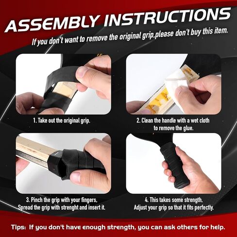 Silicone Pickleball Paddle Grip with Pickleball Paddle Cleaner, Pickleball Accessories - Pickleball Grip - Pickleball Racket Grip, Increased Grip Strength (Black) in Saudi Arabia