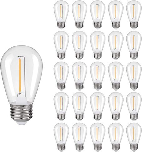 C7 Replacement LED Light Bulbs, 0.6W Equivalent to 7W, Warm White 2200K String Lights, E12 Candelabra Screw Base Edison Night Light Bulbs,Clear Plastic Cage & Chandeliers Bulbs - 25Pack in Saudi Arabia