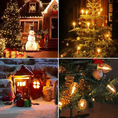 C7 Replacement LED Light Bulbs, 0.6W Equivalent to 7W, Warm White 2200K String Lights, E12 Candelabra Screw Base Edison Night Light Bulbs,Clear Plastic Cage & Chandeliers Bulbs - 25Pack in Saudi Arabia