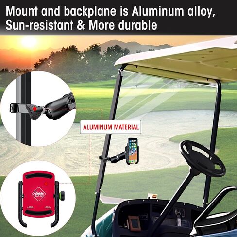 حامل هاتف Roykaw Golf Cart لهاتف iPhone/Galaxy/Google Pixel - متوافق مع EZGO، Club Car، Yamaha، ترقية الإصدار السريع والاختيار والمكان بيد واحدة، لن يسقط in Kuwait