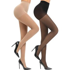 RISSCAN 2-3 Pairs Women's Sheer Tights 20D Control Top Pantyhose Sexy Footed Tights