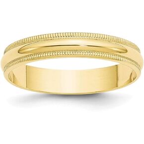 Roy Rose Jewelry 10K Yellow Gold 4mm Milgrain Half Round Wedding Band Ring Sizes 4 to 14