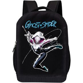 Marvel Spiderman Ghost Spider Backpack for School – Gwen Stacy Black Knapsack 16 inch Mesh Padded Bag (Pink Spider)