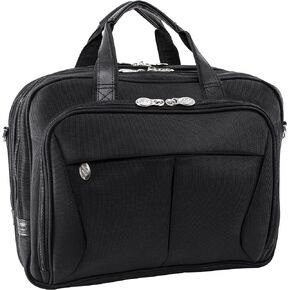 McKlein Pearson Expandable Double Compartment Laptop Briefcase, Tech-Lite Ballistic Nylon, Black (74565)