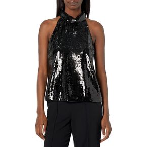 Theory Women's Sequin Rolled-Neck Halter Top