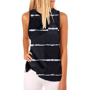 Hount Women's High Neck Tank Tops Summer Sleeveless T Shirts Loose Fit with Pockets