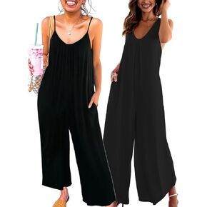 Happy Sailed 2 Piece Jumpsuits for Women Casual Wide Leg Pants Rompers Loose Fit Overalls Summer Vacation Outifts