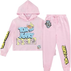 FREEZE Girls' Tom and Jerry Pullover Hoodie and Jogger Sweatpants Clothing Set - Little and Big Girl Sizes 4-16