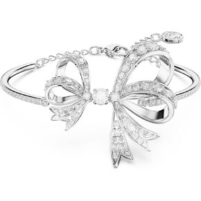 SWAROVSKI Volta Necklace, Earrings, and Bracelets Jewelry Collection, Bow-Inspired Clear Crystals with Rhodium Finish