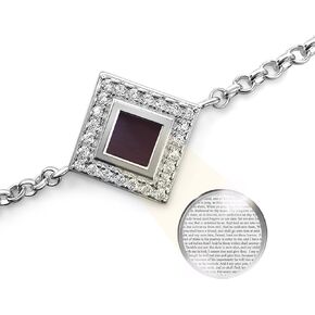 Smallest Nano Bible on Christian Bracelet - Cubic Zirconia Religious Paved Charm - Entire KJV New Testament Holy Scriptures on 0.2" Microchip, Elegant Jewelry for Women, 6.7+2" Extension
