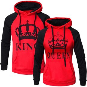 Womens Couple Sweatshirt Hoodie Casual King Queen Sweatshirts Pullover