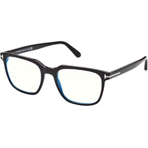Eyeglasses Tom Ford FT 5818 -B 001 Shiny Black,"t" Logo/Blue Block Lenses